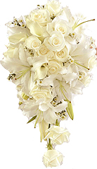 Bridal Bouquet made of White roses and white lilies for Chennai delivery.